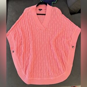 Talbots Coral Cable Knit Poncho Sweater | V-Neck | Size Small